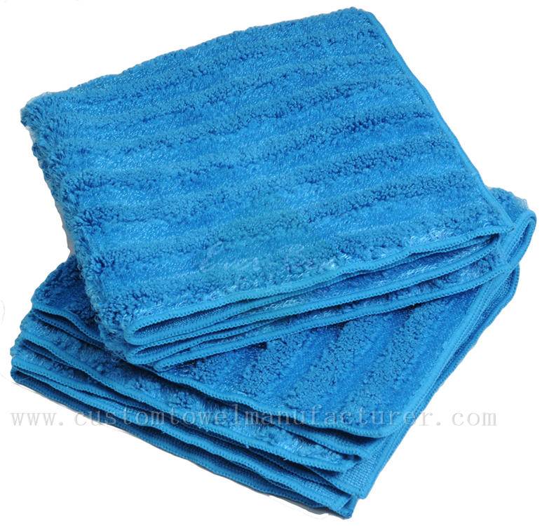 China Bulk luxury collection ribbed towels Factory|Custom Logo Blue Stripe Tea Towel Factory for America Canada USA